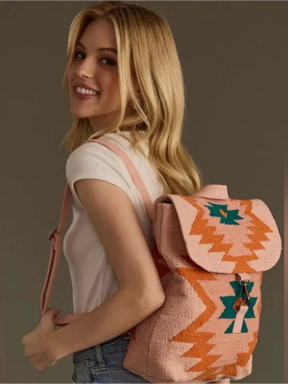 NWT- Panache Apparel Co.Pink Aztec-Pattern Woven Backpack